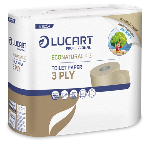 Lucart Papier de toilette recyclé 3 plis 4 rouleaux